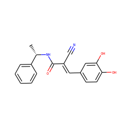 C[C@H](NC(=O)/C(C#N)=C/c1ccc(O)c(O)c1)c1ccccc1 ZINC000002557951