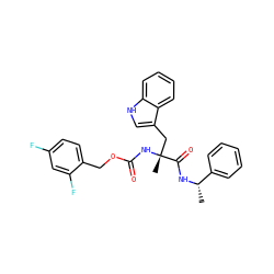 C[C@H](NC(=O)[C@@](C)(Cc1c[nH]c2ccccc12)NC(=O)OCc1ccc(F)cc1F)c1ccccc1 ZINC000001538906