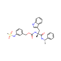 C[C@H](NC(=O)[C@@](C)(Cc1c[nH]c2ccccc12)NC(=O)OCc1cccc(NS(C)(=O)=O)c1)c1ccccc1 ZINC000027518815