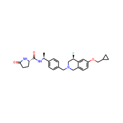 C[C@H](NC(=O)[C@@H]1CCC(=O)N1)c1ccc(CN2Cc3ccc(OCC4CC4)cc3[C@H](F)C2)cc1 ZINC001772612520