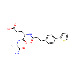 C[C@H](NC(=O)[C@H](CCC(=O)O)NC(=O)CCc1ccc(-c2cccs2)cc1)C(N)=O ZINC000144446292
