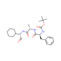 C[C@H](NC(=O)[C@H](Cc1ccccc1)NC(=O)OC(C)(C)C)C(=O)N[C@H](C=O)C1CCCCC1 ZINC000027620701