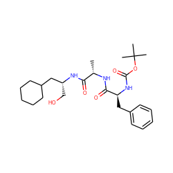 C[C@H](NC(=O)[C@H](Cc1ccccc1)NC(=O)OC(C)(C)C)C(=O)N[C@H](CO)CC1CCCCC1 ZINC000169324959