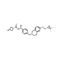 C[C@H](NC(=O)[C@H]1C[C@H](F)C1)c1ccc(CN2CCc3cc(OC[C@@H]4CC4(F)F)ccc3C2)cc1 ZINC001772604740