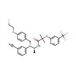 C[C@H](NC(=O)C(C)(C)Oc1cc(C(F)(F)F)ccn1)[C@@H](Cc1ccc(OCCF)cc1)c1cccc(C#N)c1 ZINC000028701766