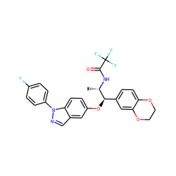 C[C@H](NC(=O)C(F)(F)F)[C@H](Oc1ccc2c(cnn2-c2ccc(F)cc2)c1)c1ccc2c(c1)OCCO2 ZINC000114706507