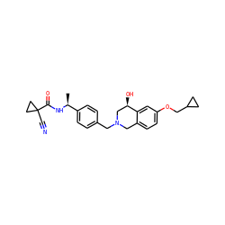 C[C@H](NC(=O)C1(C#N)CC1)c1ccc(CN2Cc3ccc(OCC4CC4)cc3[C@H](O)C2)cc1 ZINC001772580840