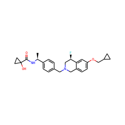 C[C@H](NC(=O)C1(O)CC1)c1ccc(CN2Cc3ccc(OCC4CC4)cc3[C@H](F)C2)cc1 ZINC001772589040
