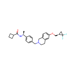 C[C@H](NC(=O)C1CCC1)c1ccc(CN2CCc3cc(OC[C@H]4CC4(F)F)ccc3C2)cc1 ZINC001772657040