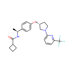 C[C@H](NC(=O)C1CCC1)c1ccc(O[C@@H]2CCN(c3cccc(C(F)(F)F)n3)C2)cc1 ZINC000169709488