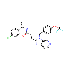 C[C@H](NC(=O)CCc1nc2ccncc2n1Cc1ccc(OC(F)(F)F)cc1)c1ccc(Cl)cc1 ZINC001772580918