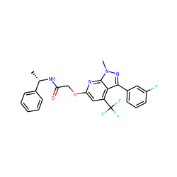 C[C@H](NC(=O)COc1cc(C(F)(F)F)c2c(-c3cccc(F)c3)nn(C)c2n1)c1ccccc1 ZINC000117512048