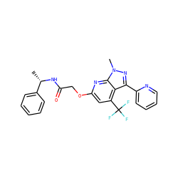 C[C@H](NC(=O)COc1cc(C(F)(F)F)c2c(-c3ccccn3)nn(C)c2n1)c1ccccc1 ZINC000117512310