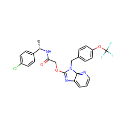 C[C@H](NC(=O)COc1nc2cccnc2n1Cc1ccc(OC(F)(F)F)cc1)c1ccc(Cl)cc1 ZINC001772640307
