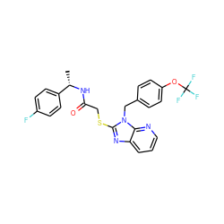 C[C@H](NC(=O)CSc1nc2cccnc2n1Cc1ccc(OC(F)(F)F)cc1)c1ccc(F)cc1 ZINC001772618239