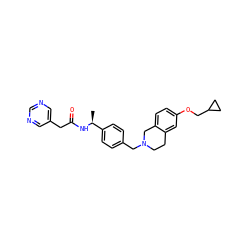 C[C@H](NC(=O)Cc1cncnc1)c1ccc(CN2CCc3cc(OCC4CC4)ccc3C2)cc1 ZINC001772592395