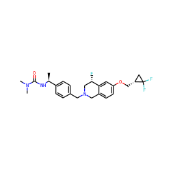 C[C@H](NC(=O)N(C)C)c1ccc(CN2Cc3ccc(OC[C@@H]4CC4(F)F)cc3[C@@H](F)C2)cc1 ZINC001772614014
