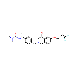C[C@H](NC(=O)N(C)C)c1ccc(CN2Cc3ccc(OC[C@@H]4CC4(F)F)cc3[C@@H](O)C2)cc1 ZINC001772623454