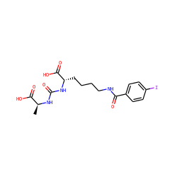 C[C@H](NC(=O)N[C@@H](CCCCNC(=O)c1ccc(I)cc1)C(=O)O)C(=O)O ZINC000082151328