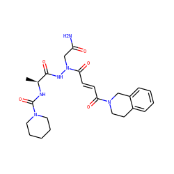 C[C@H](NC(=O)N1CCCCC1)C(=O)NN(CC(N)=O)C(=O)/C=C/C(=O)N1CCc2ccccc2C1 ZINC000045300395