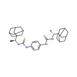 C[C@H](NC(=O)Nc1ccc(NC(=O)N[C@H](C)C23CC4CC(CC(C4)C2)C3)cc1)C12CC3CC(CC(C3)C1)C2 ZINC000169334975