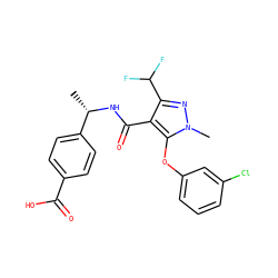 C[C@H](NC(=O)c1c(C(F)F)nn(C)c1Oc1cccc(Cl)c1)c1ccc(C(=O)O)cc1 ZINC000169701303