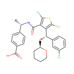 C[C@H](NC(=O)c1c(Cl)sc(Cl)c1[C@@H](O[C@@H]1CCCCO1)c1cccc(Cl)c1)c1ccc(C(=O)O)cc1 ZINC000118692876