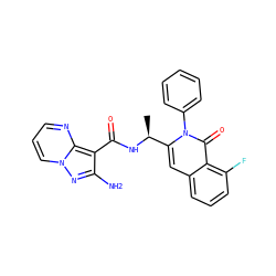 C[C@H](NC(=O)c1c(N)nn2cccnc12)c1cc2cccc(F)c2c(=O)n1-c1ccccc1 ZINC000219863711
