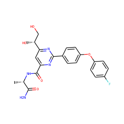 C[C@H](NC(=O)c1cc([C@H](O)CO)nc(-c2ccc(Oc3ccc(F)cc3)cc2)n1)C(N)=O ZINC000148308080