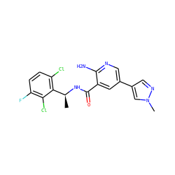 C[C@H](NC(=O)c1cc(-c2cnn(C)c2)cnc1N)c1c(Cl)ccc(F)c1Cl ZINC000084904196