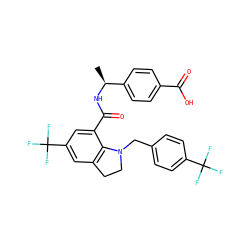 C[C@H](NC(=O)c1cc(C(F)(F)F)cc2c1N(Cc1ccc(C(F)(F)F)cc1)CC2)c1ccc(C(=O)O)cc1 ZINC000066251609