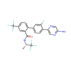 C[C@H](NC(=O)c1cc(C(F)(F)F)ccc1-c1ccc(-c2cnc(N)cn2)c(F)c1)C(F)(F)F ZINC000224822668