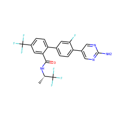 C[C@H](NC(=O)c1cc(C(F)(F)F)ccc1-c1ccc(-c2cnc(N)nc2)c(F)c1)C(F)(F)F ZINC000224711377