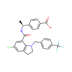C[C@H](NC(=O)c1cc(Cl)cc2c1N(Cc1ccc(C(F)(F)F)cc1)CC2)c1ccc(C(=O)O)cc1 ZINC000066251608