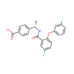C[C@H](NC(=O)c1cc(Cl)ccc1Oc1cccc(F)c1)c1ccc(C(=O)O)cc1 ZINC000035848600