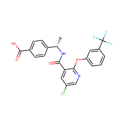 C[C@H](NC(=O)c1cc(Cl)cnc1Oc1cccc(C(F)(F)F)c1)c1ccc(C(=O)O)cc1 ZINC001772598336