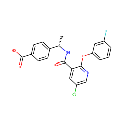 C[C@H](NC(=O)c1cc(Cl)cnc1Oc1cccc(F)c1)c1ccc(C(=O)O)cc1 ZINC000035851422