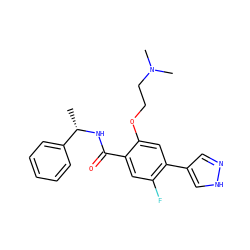 C[C@H](NC(=O)c1cc(F)c(-c2cn[nH]c2)cc1OCCN(C)C)c1ccccc1 ZINC001772614736