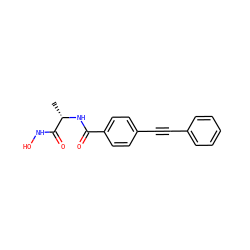 C[C@H](NC(=O)c1ccc(C#Cc2ccccc2)cc1)C(=O)NO ZINC000096910096