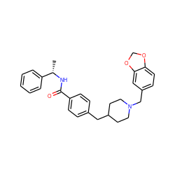 C[C@H](NC(=O)c1ccc(CC2CCN(Cc3ccc4c(c3)OCO4)CC2)cc1)c1ccccc1 ZINC000042965951