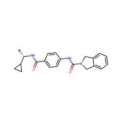 C[C@H](NC(=O)c1ccc(NC(=O)N2Cc3ccccc3C2)cc1)C1CC1 ZINC000166822645