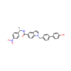 C[C@H](NC(=O)c1ccc2c(ccn2Cc2ccc(-c3ccc(O)cc3)cc2)c1)c1ccc([N+](=O)[O-])cc1 ZINC000198564862