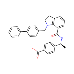 C[C@H](NC(=O)c1cccc2c1N(Cc1ccc(-c3ccccc3)cc1)CC2)c1ccc(C(=O)O)cc1 ZINC000043178385