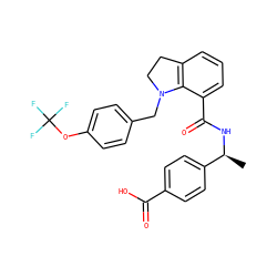 C[C@H](NC(=O)c1cccc2c1N(Cc1ccc(OC(F)(F)F)cc1)CC2)c1ccc(C(=O)O)cc1 ZINC000066259449