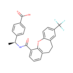 C[C@H](NC(=O)c1cccc2c1Oc1ccc(C(F)(F)F)cc1CC2)c1ccc(C(=O)O)cc1 ZINC000073138177