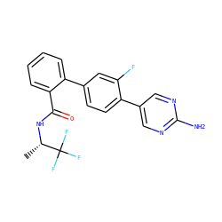 C[C@H](NC(=O)c1ccccc1-c1ccc(-c2cnc(N)nc2)c(F)c1)C(F)(F)F ZINC000224775648