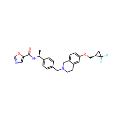 C[C@H](NC(=O)c1cnco1)c1ccc(CN2CCc3cc(OC[C@H]4CC4(F)F)ccc3C2)cc1 ZINC001772636074