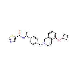 C[C@H](NC(=O)c1cncs1)c1ccc(CN2CCc3c(cccc3OC3CCC3)C2)cc1 ZINC001772623406