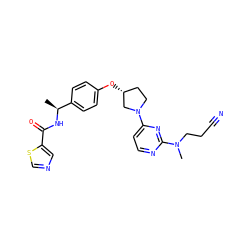 C[C@H](NC(=O)c1cncs1)c1ccc(O[C@@H]2CCN(c3ccnc(N(C)CCC#N)n3)C2)cc1 ZINC000261175291