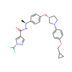 C[C@H](NC(=O)c1cnn(C(F)F)c1)c1ccc(O[C@@H]2CCN(c3ccc(OCC4CC4)cc3)C2)cc1 ZINC001772612987